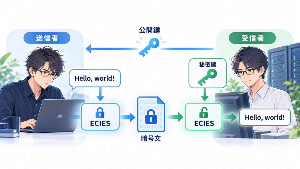 ECIESを利用者側から見た暗号化・復号のイメージ